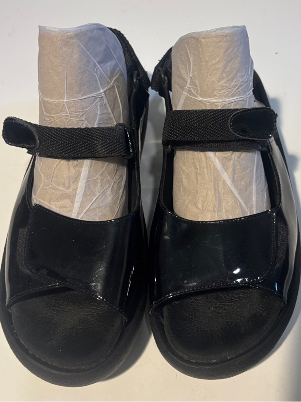 Wolky Black Patent Slingback Mary Jane Sandals
